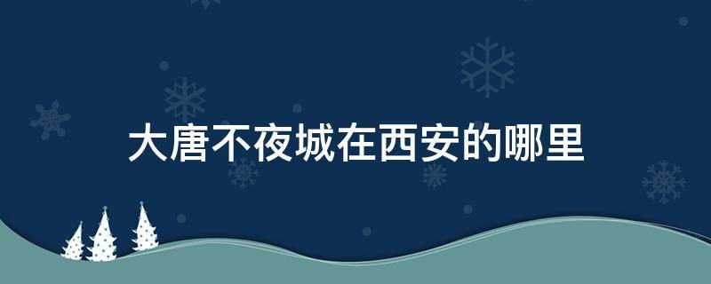 大唐不夜城在西安的哪里（大唐不夜城西安是哪里的）