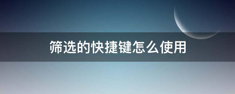 筛选的快捷键怎么使用（筛选键快捷方式）