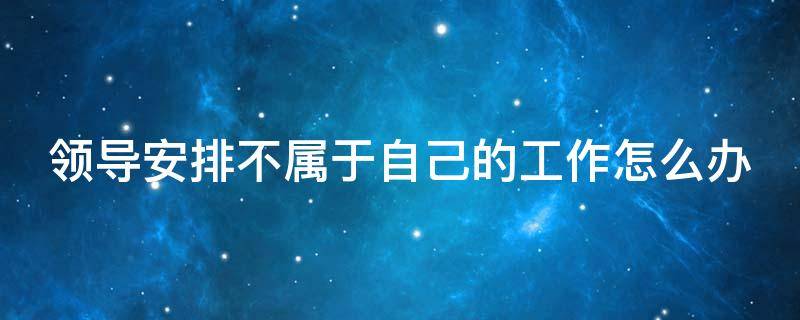 领导安排不属于自己的工作怎么办（领导安排不属于自己的工作怎么办面试题）