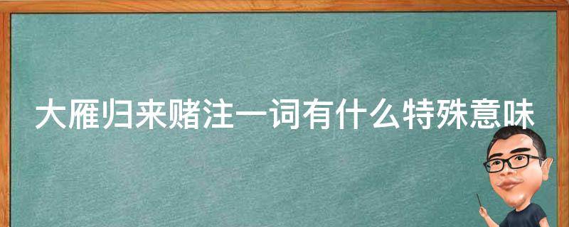 大雁归来赌注一词有什么特殊意味 大雁归来什么意思