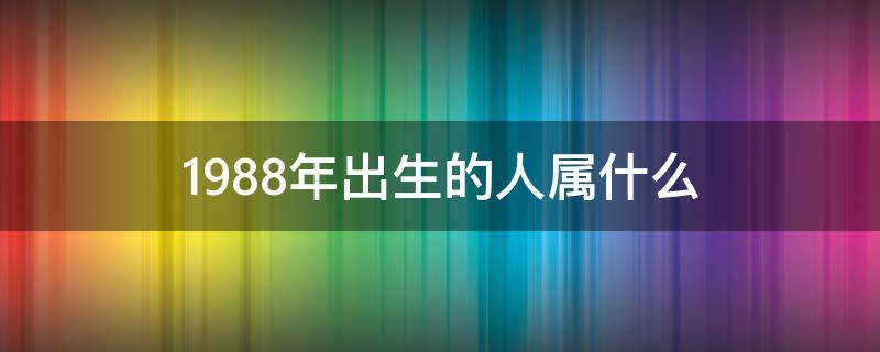 1988年出生的人属什么 1988年出生的人属什么生肖