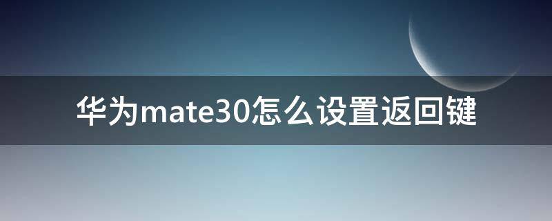 华为mate30怎么设置返回键 华为mate30怎么设置返回键在下面