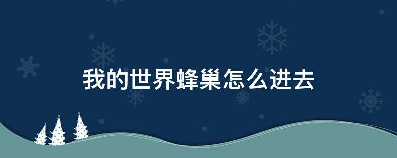 我的世界蜂巢怎么进去 我的世界蜂巢怎么进去电脑版