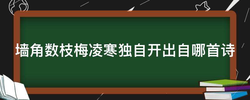 墙角数枝梅凌寒独自开出自哪首诗（墙角数枝梅凌寒独自开出自哪首古诗）