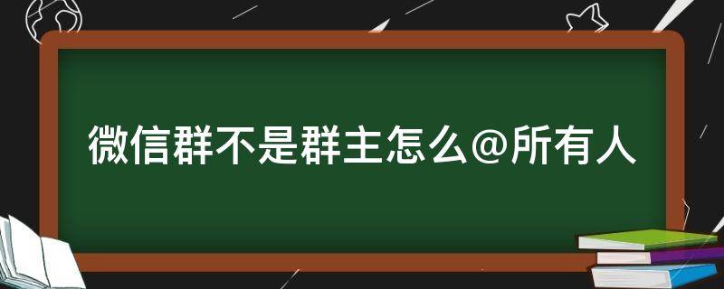 微信群不是群主怎么@所有人 微信群不是群主怎么@所有人怎么弄?