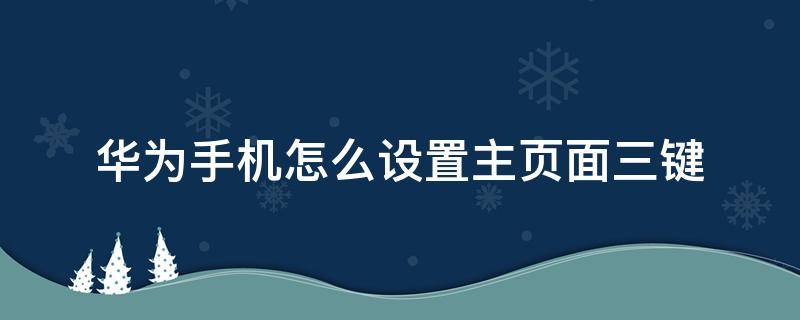 华为手机怎么设置主页面三键 华为手机怎样设置主页键