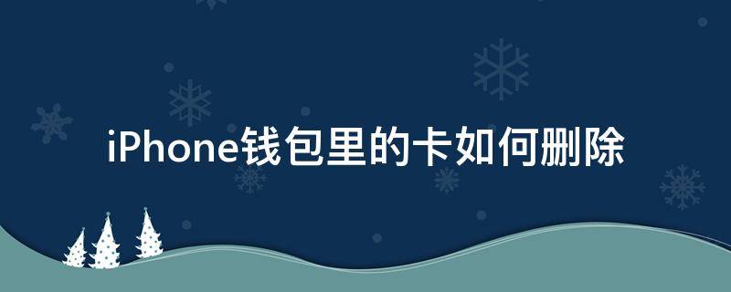 iPhone钱包里的卡如何删除（苹果手机里钱包里的卡怎么删除）