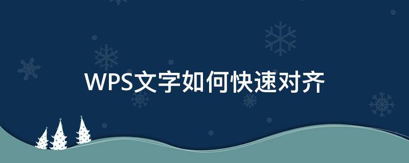 WPS文字如何快速对齐（wps怎样对齐文字）