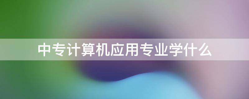 中专计算机应用专业学什么 中专计算机应用专业主要学什么