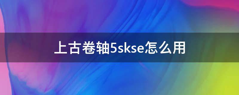 上古卷轴5skse怎么用（上古卷轴5skse中文输入）