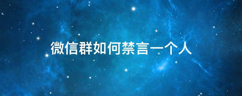 微信群如何禁言一个人 微信群如何禁言一个人进群