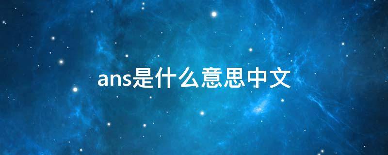 ans是什么意思中文 answer是什么意思