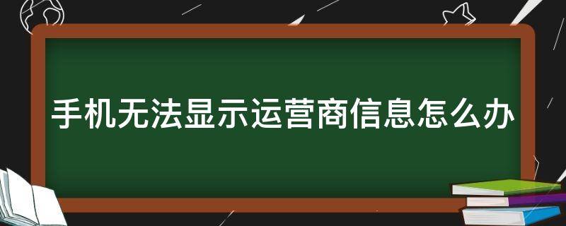 手机无法显示运营商信息怎么办（手机信号不显示运营商）