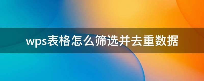 wps表格怎么筛选并去重数据（wps表格内容去重）