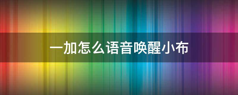 一加怎么语音唤醒小布 一加小布可以语音唤醒吗