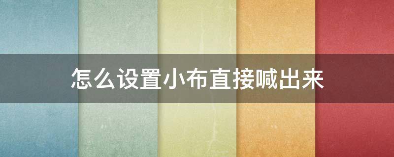 怎么设置小布直接喊出来（怎样设置一喊小布就出来）