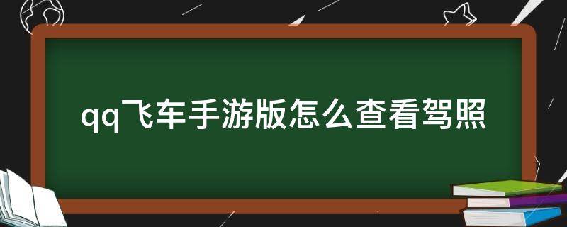 qq飞车手游版怎么查看驾照（QQ飞车怎么看驾照）