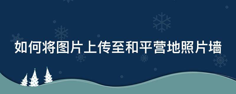 如何将图片上传至和平营地照片墙 怎么在和平营地照片墙上传照片