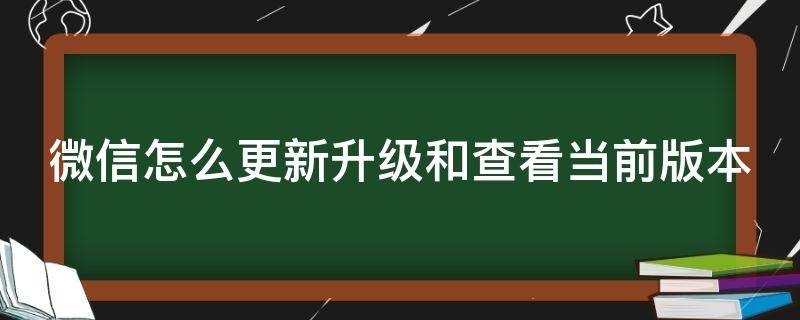 微信怎么更新升级和查看当前版本（微信在哪儿更新版本）