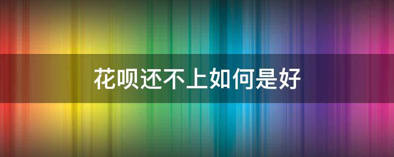 花呗还不上如何是好 花呗还不上咋整