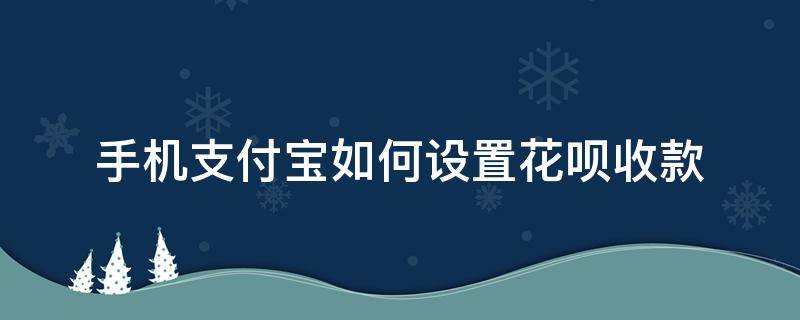 手机支付宝如何设置花呗收款（手机怎么设置花呗收款）