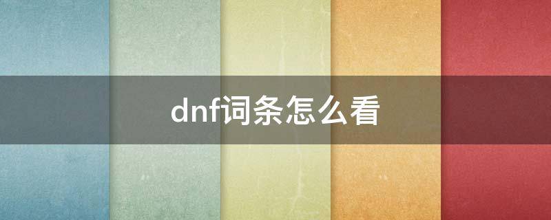 dnf词条怎么看 dnf词条怎么看几条