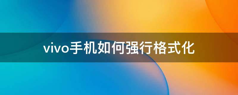 vivo手机如何强行格式化 vivo手机怎样强制格式化