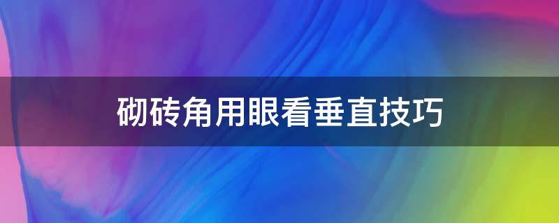 砌砖角用眼看垂直技巧（砌墙时怎样用眼看角）