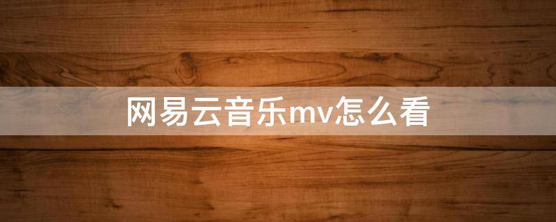 网易云音乐mv怎么看（网易云音乐mv怎么看歌词）