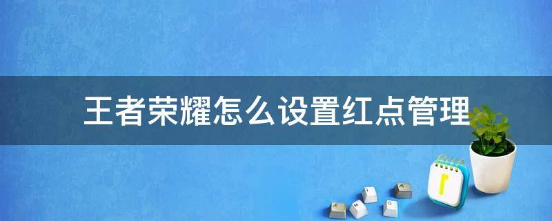 王者荣耀怎么设置红点管理 王者红点设置在哪里