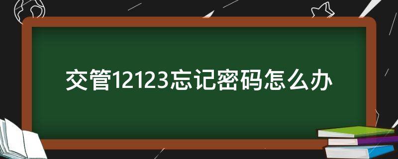 交管12123忘记密码怎么办 交管12123的密码忘了怎么办