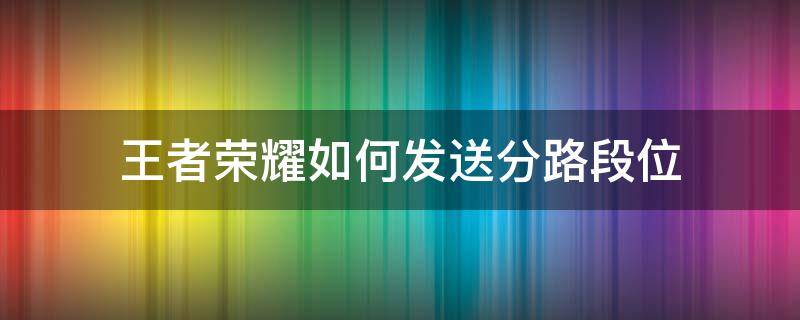 王者荣耀如何发送分路段位（王者荣耀怎样发送分路段位）