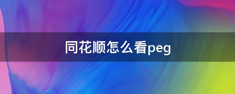 同花顺怎么看peg 同花顺怎么看pe和pb