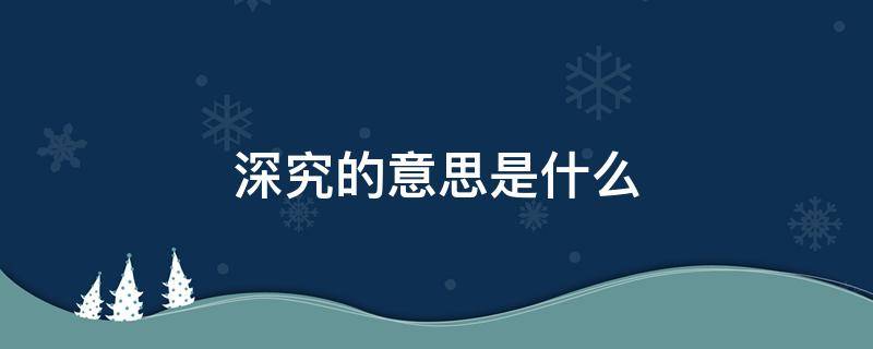 深究的意思是什么 深究其意是什么意思