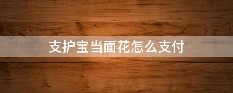 支护宝当面花怎么支付 支付宝怎么使用当面花付款