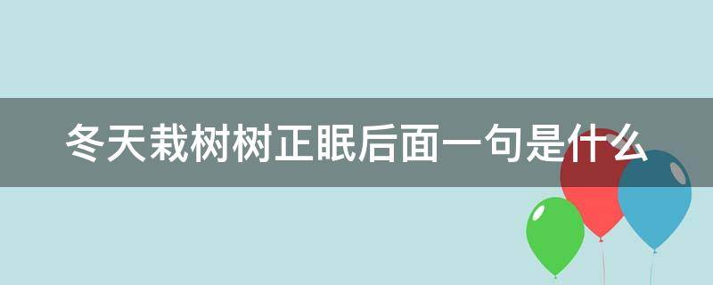 冬天栽树树正眠后面一句是什么（冬天栽树注意什么）