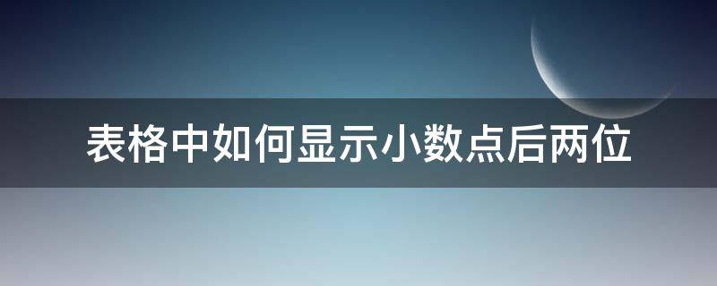 表格中如何显示小数点后两位 表格数字怎样显示小数点后两位