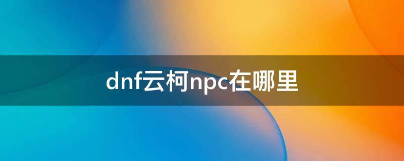 dnf云柯npc在哪里(dnf云皎npc在哪里)