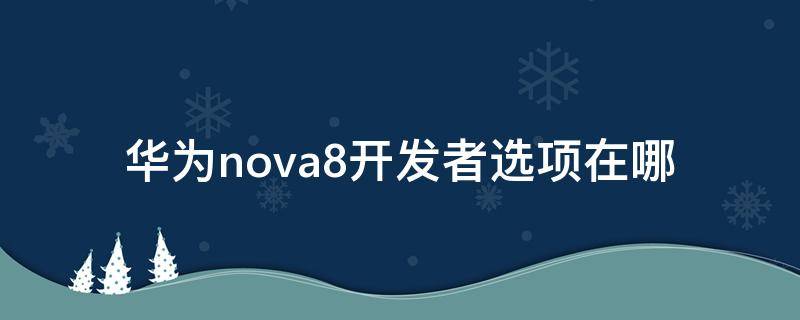 华为nova8开发者选项在哪 华为nova8开发者选项在哪打开