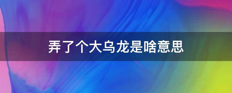 弄了个大乌龙是啥意思（弄了个乌龙是什么意思）