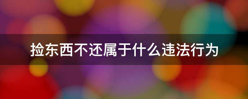 捡东西不还属于什么违法行为（捡东西不还属于民事违法吗）