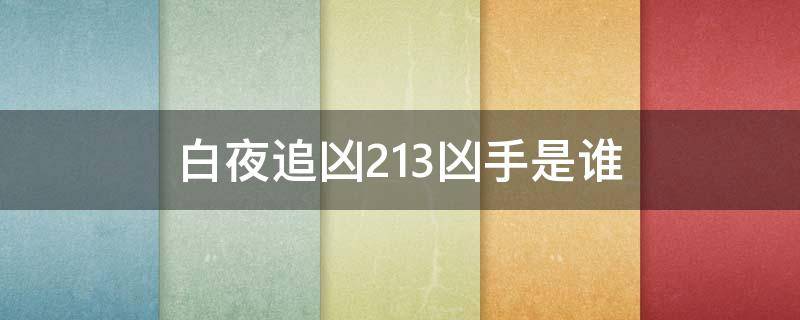 白夜追凶2.13凶手是谁 白夜追凶小说2.13凶手是谁