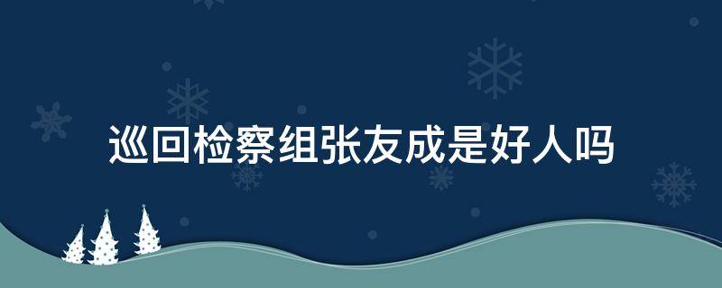 巡回检察组张友成是好人吗（巡回检察组张友成是坏人吗）