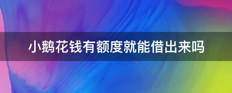 小鹅花钱有额度就能借出来吗（小鹅花钱有额度一定下款吗）