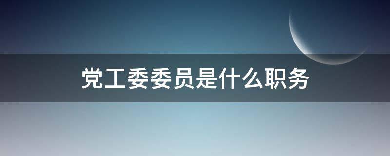 党工委委员是什么职务（街道党工委委员是什么职务）