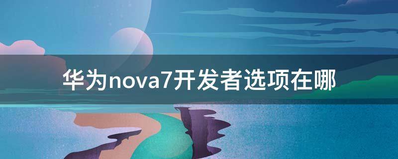 华为nova7开发者选项在哪 华为nova7pro开发者选项在哪