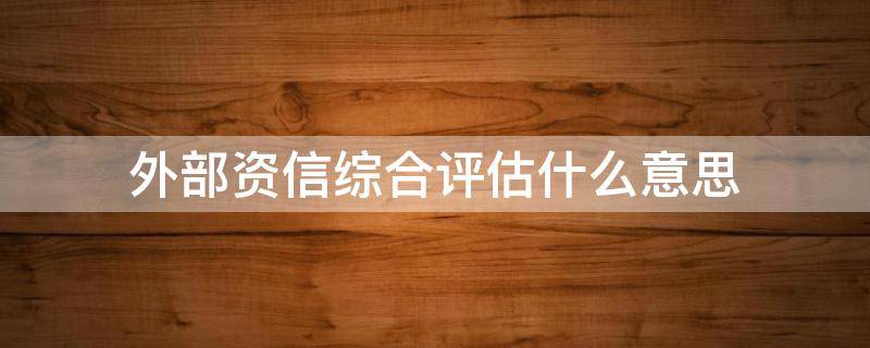 外部资信综合评估什么意思 外部资信综合评估什么意思平安银行