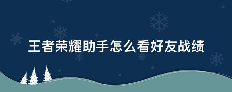 王者荣耀助手怎么看好友战绩 王者荣耀助手能查看好友战绩吗