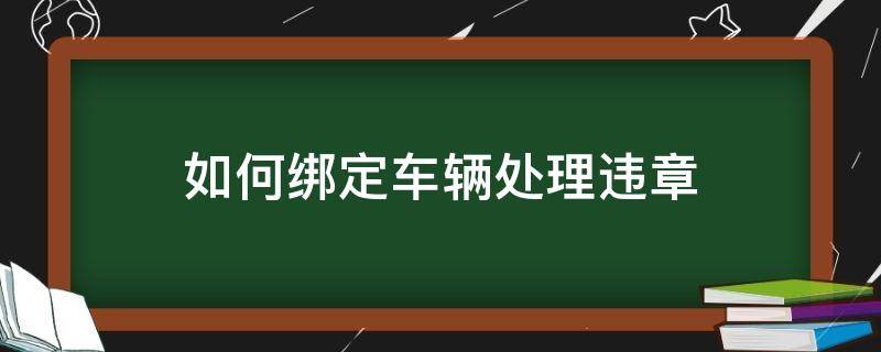 如何绑定车辆处理违章（处理违章需要绑定车辆吗）