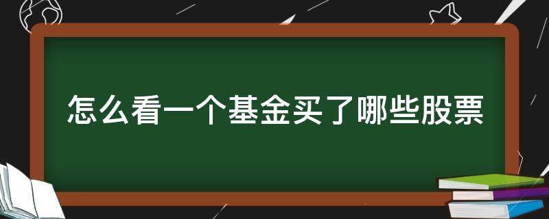 怎么看一个基金买了哪些股票（怎么看一只基金买了哪些股票）